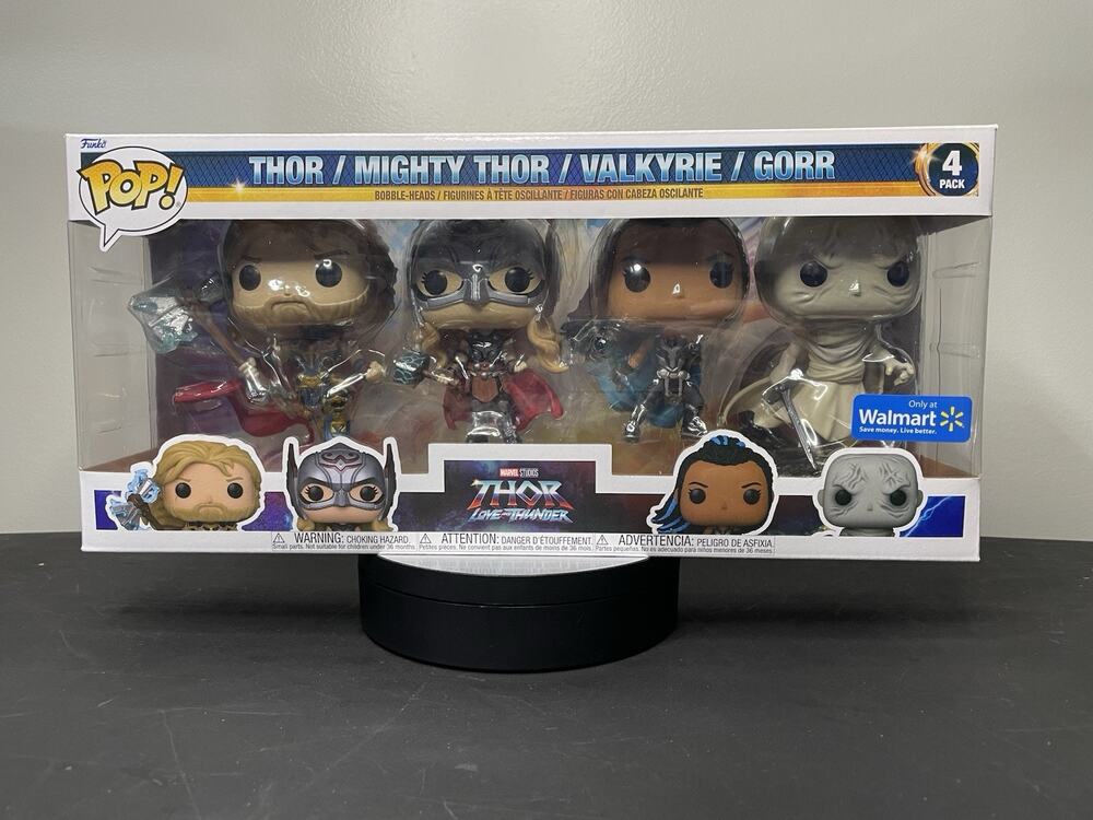 Funko Pop! Thor, Mighty Thor, Valkyrie, Gorr 4 Pack Walmart Exclusive - Mint/NM